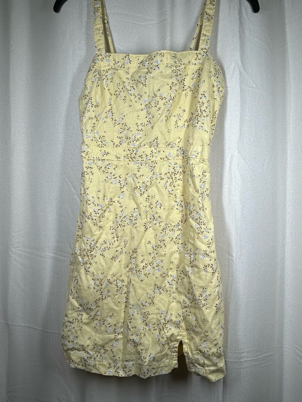 Abercrombie & Fitch Light Yellow Floral Mini Dress Sz XS Adjustable Straps